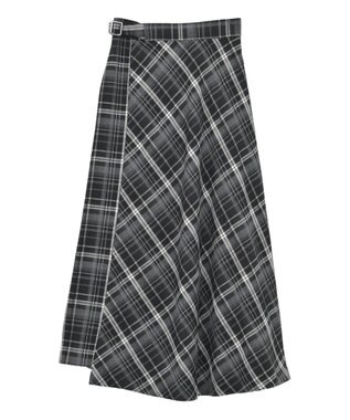 YECCA VECCA チェック柄アシメデザインスカート Black