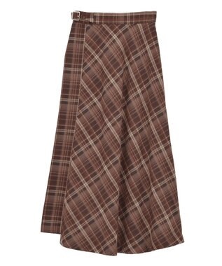 YECCA VECCA チェック柄アシメデザインスカート Brown