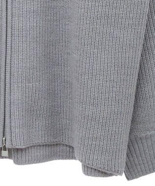 Green Parks ＺＩＰ付き畦ニットチュニック Gray Mixture