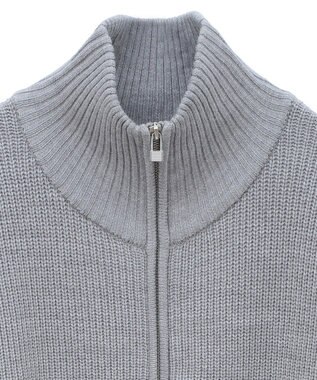 Green Parks ＺＩＰ付き畦ニットチュニック Gray Mixture