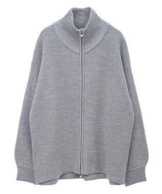 Green Parks ＺＩＰ付き畦ニットチュニック Gray Mixture