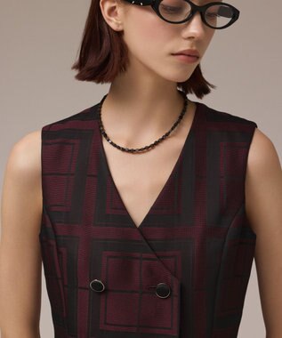 GRACE CONTINENTAL シャドーチェックワンピース ボルドー