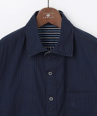 JOSEPH ABBOUD 【キングサイズ・2WAY】リバーシブルストライプ 七分袖 シャツ ネイビー系1
