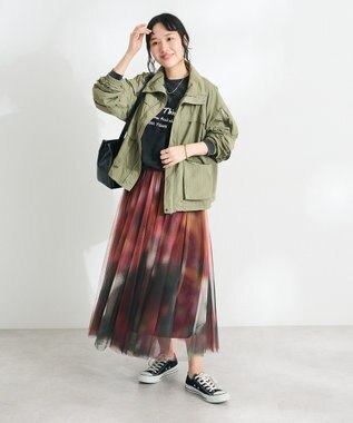 CRAFT STANDARD BOUTIQUE アート柄プリントチュールスカート Dark Pink