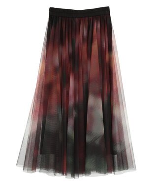 CRAFT STANDARD BOUTIQUE アート柄プリントチュールスカート Dark Pink