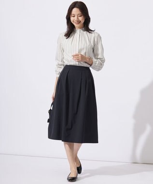 J.PRESS LADIES 【洗える】RENU ソフトタイプライター スカート ネイビー系