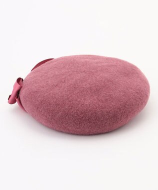 ANY KIDS ネコチャーム付きリボンベレー帽 ピンク