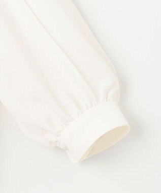 #Newans 【洗濯機可能/シワになりにくい】〈肩幅・二の腕が華奢見えする〉パフスリーブバイカラーブラウス ホワイト