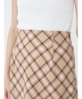 earth music&ecology チェック柄ナロースカート Beige