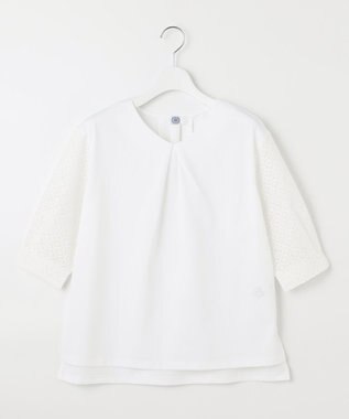 J.PRESS LADIES S 【吸水速乾】レーシーコンビ Vネック カットソー ホワイト系