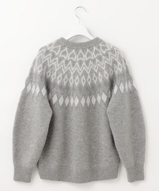 自由区 L フェアアイル クルーネックニット ライトグレー系