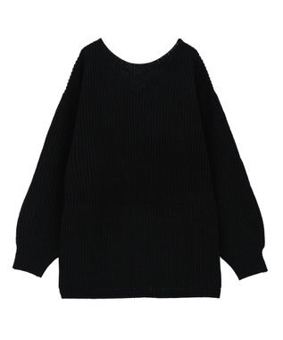 earth music&ecology 【毛玉防止 / 洗濯機洗い可】アンチピリングクロスネックルーズニット Black