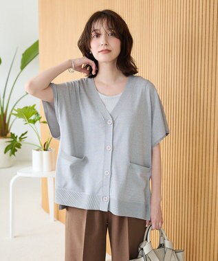 Green Parks フレンチスリーブカーディガン Gray Mixture