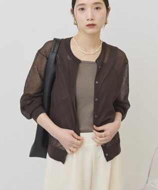 AMERICAN HOLIC シアーリブニットカーディガン Brown
