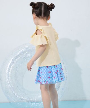 ANY KIDS 【UVカット】2WAYショルダーセパレート水着 エクリュ×サックスブルーチェック