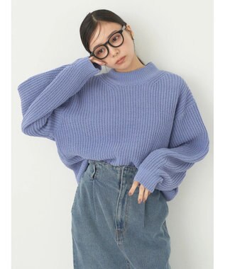 earth music&ecology マットベロアモールプルオーバー Blue