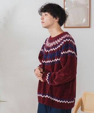 WEGO ベロアモール総柄ラグランプルオーバー 柄2