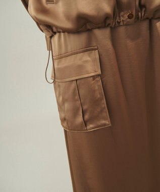 GRACE CONTINENTAL サテンミリタリーロングスカート カーキ