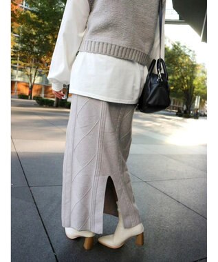 Green Parks ケーブルニットスカート Gray Mixture