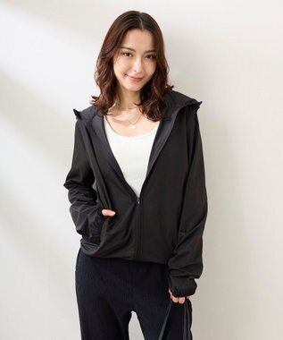 OP／FILA 【FILA】ラッシュガードフルジップ 軽量布帛パーカー ブラック