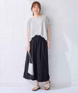 ANY 【ウエストゴム/2WAY】ドロストスカート ブラック