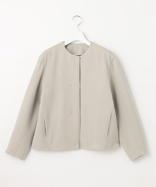自由区 【XSサイズ～/洗える】ライトダブルクロス ノーカラージャケット サンドベージュ