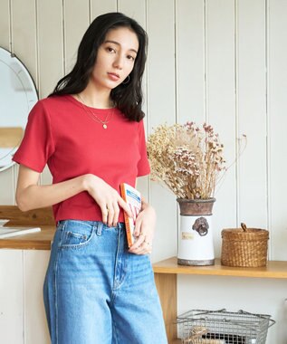 WEGO 【洗える/SML】コンパクトリブT レッド