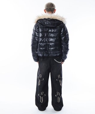 WEGO 【ユニセックス着用ITEM】2WAYシャイニーパファーフーディー ブラック