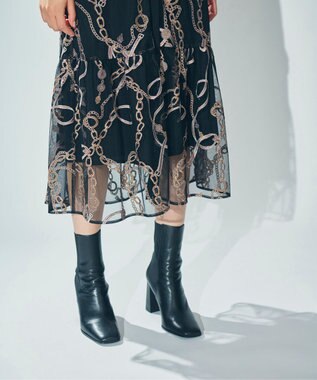 GRACE CONTINENTAL チェーン刺繍ワンピース ブラック