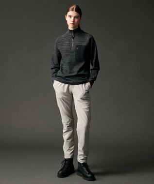 JOSEPH ABBOUD MOUNTAIN 【軽さ/ストレッチ】ホールガーメント3Dニット トスタンドZIPプルオーバー グレー系