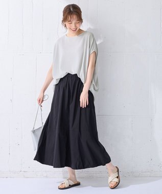 ANY 【ウエストゴム/2WAY】ドロストスカート ブラック