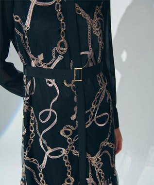 GRACE CONTINENTAL チェーン刺繍ワンピース ブラック