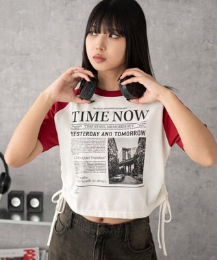 WEGO グラフィックショートサイドリボンドロストT