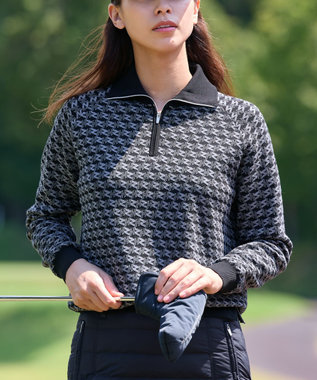 ZERO HALLIBURTON 【セットアップ可能】 モノグラム柄 ハーフジップニット ZHG-W5A4b 85137