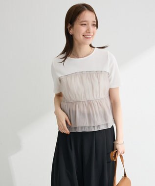 Green Parks オーガンジービスチェドッキング半袖プルオーハ Gray