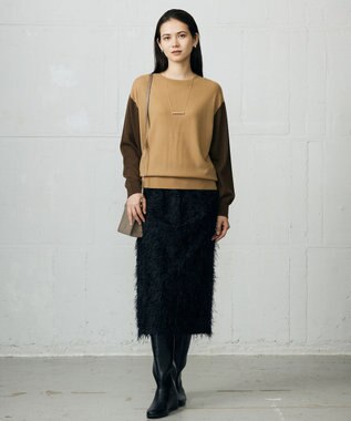 自由区 L 【カタログ掲載】フェザージャカード スカート ネイビー