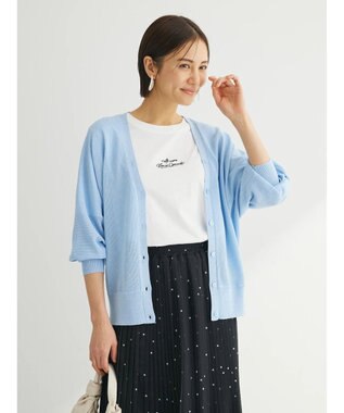 Green Parks ＵＶカット加工　ドルマンニットカーディガン Blue