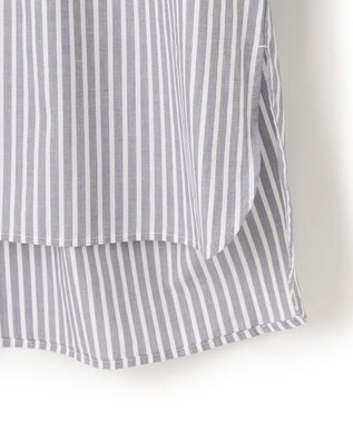 J.PRESS YORK STREET 【WOMEN】バックボタン ストライプブラウス ライトグレー系1