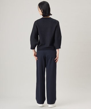 自由区 【洗える】シャイニーツイードプルオーバー ニット ネイビー