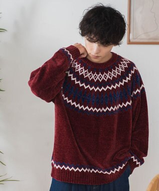 WEGO ベロアモール総柄ラグランプルオーバー 柄2