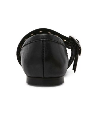 STEVE MADDEN CEARA バレエダブルストラップフラットシューズ ブラックレザー