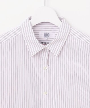 J.PRESS LADIES L 【洗える】BEZ ストライプ シャツカラー ブラウス ふじ色系1