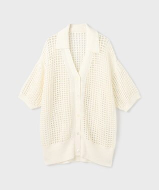 GRACE CONTINENTAL メッシュスキッパーニットカーディガン ホワイト