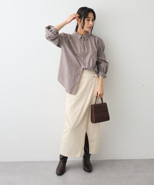 CRAFT STANDARD BOUTIQUE バックデザインレギュラーカラーシャツ Stripe Brown