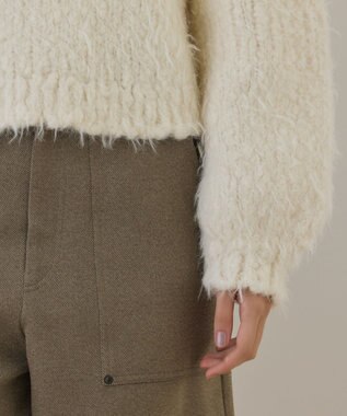 GRACE CONTINENTAL バルキーフェザーニットトップ ホワイト