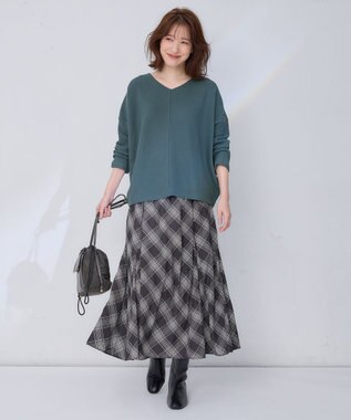 ANY 【洗濯機可能】フレアマチスカート ブラックベースチェック