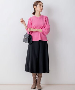 組曲 【8色展開・前後着用可】ウールカシミヤミックス パフスリーブ ニット 【WEB限定】ローズピンク系9