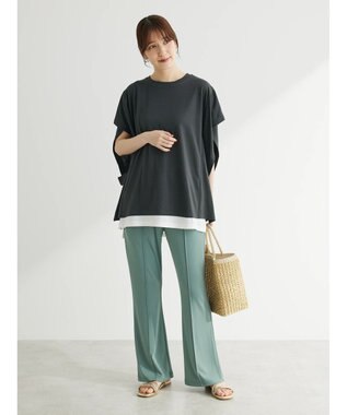 Green Parks ポンチョ風レイヤードチュニック Gray