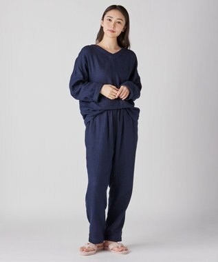UCHINO マシュマロガーゼシンプルパジャマ ユニセックス ネイビー