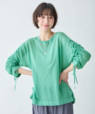 ANY L シアーシャーリングスリーブニット